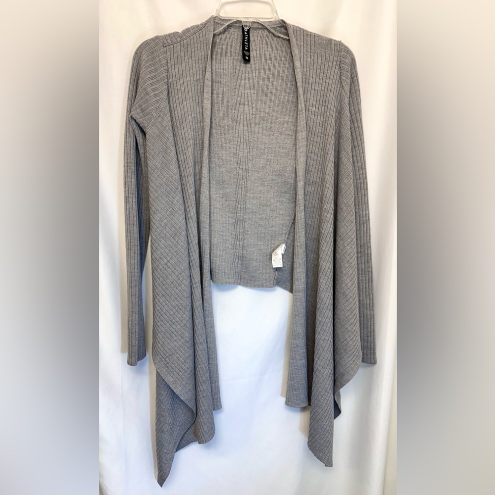 Athleta Light Gray Ribbed Open-Front Drape Cardigan XS